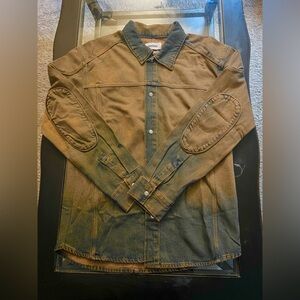 Weekday Brown Denim Wash Shirt Jacket XL Elbow Patch